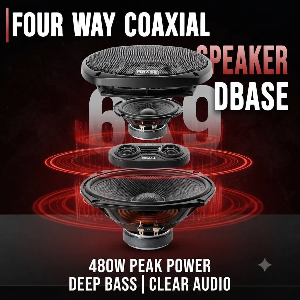 DBASE 6x9 4-Way Coaxial Car Speaker | 480W Peak Power | Deep Bass | Clear Audio 2