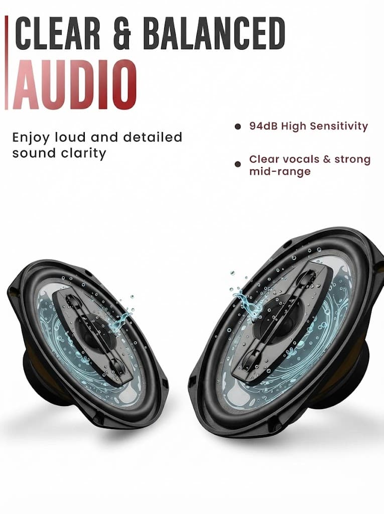 DBASE 6x9 4-Way Coaxial Car Speaker | 480W Peak Power | Deep Bass | Clear Audio 3