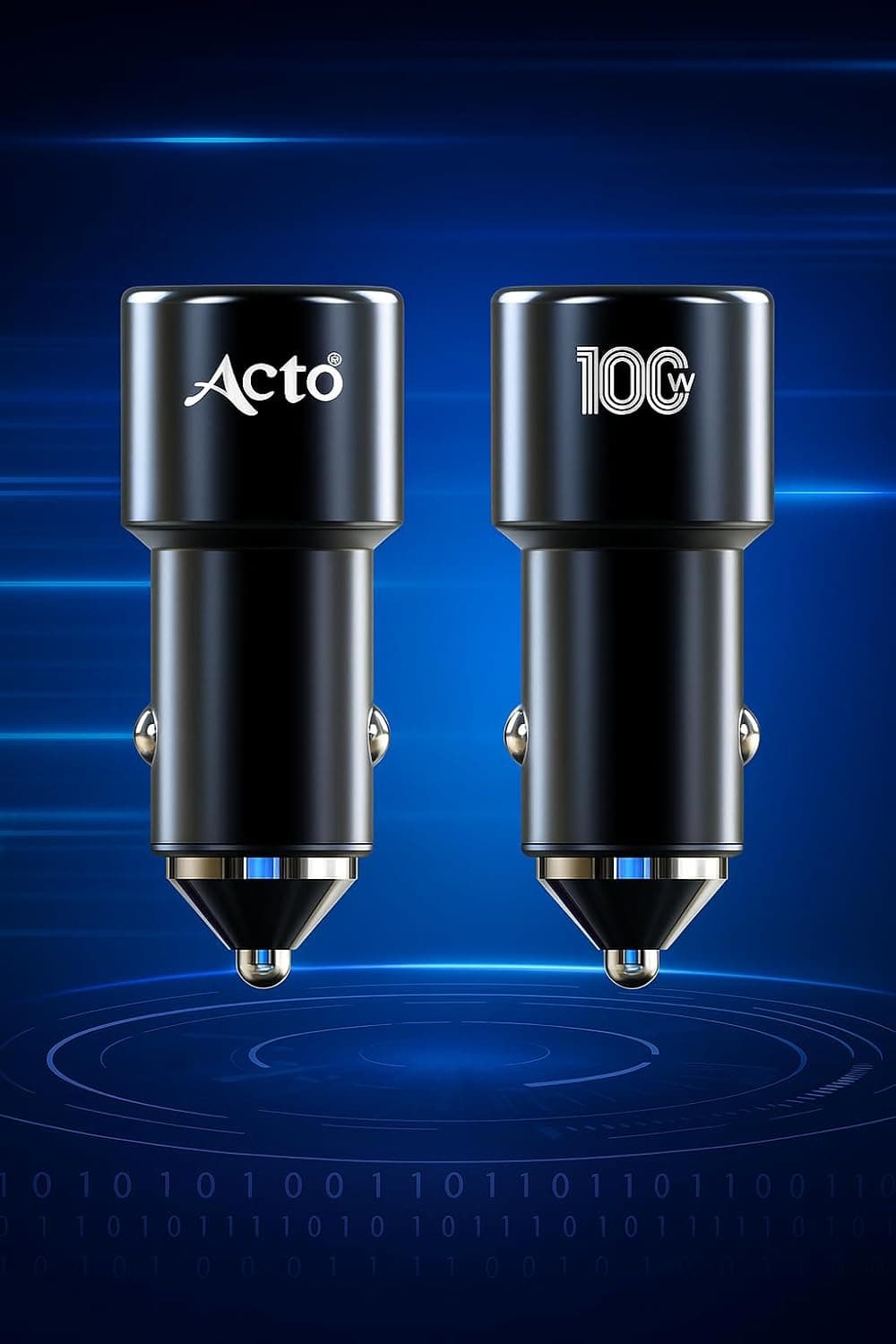 ACTO Mars Car Mobile Charger with 3 in 1 Data Cable Dual USB 4.8 AMP Output Fast Charging 100 Watt & 1200 MM in Black Color 2