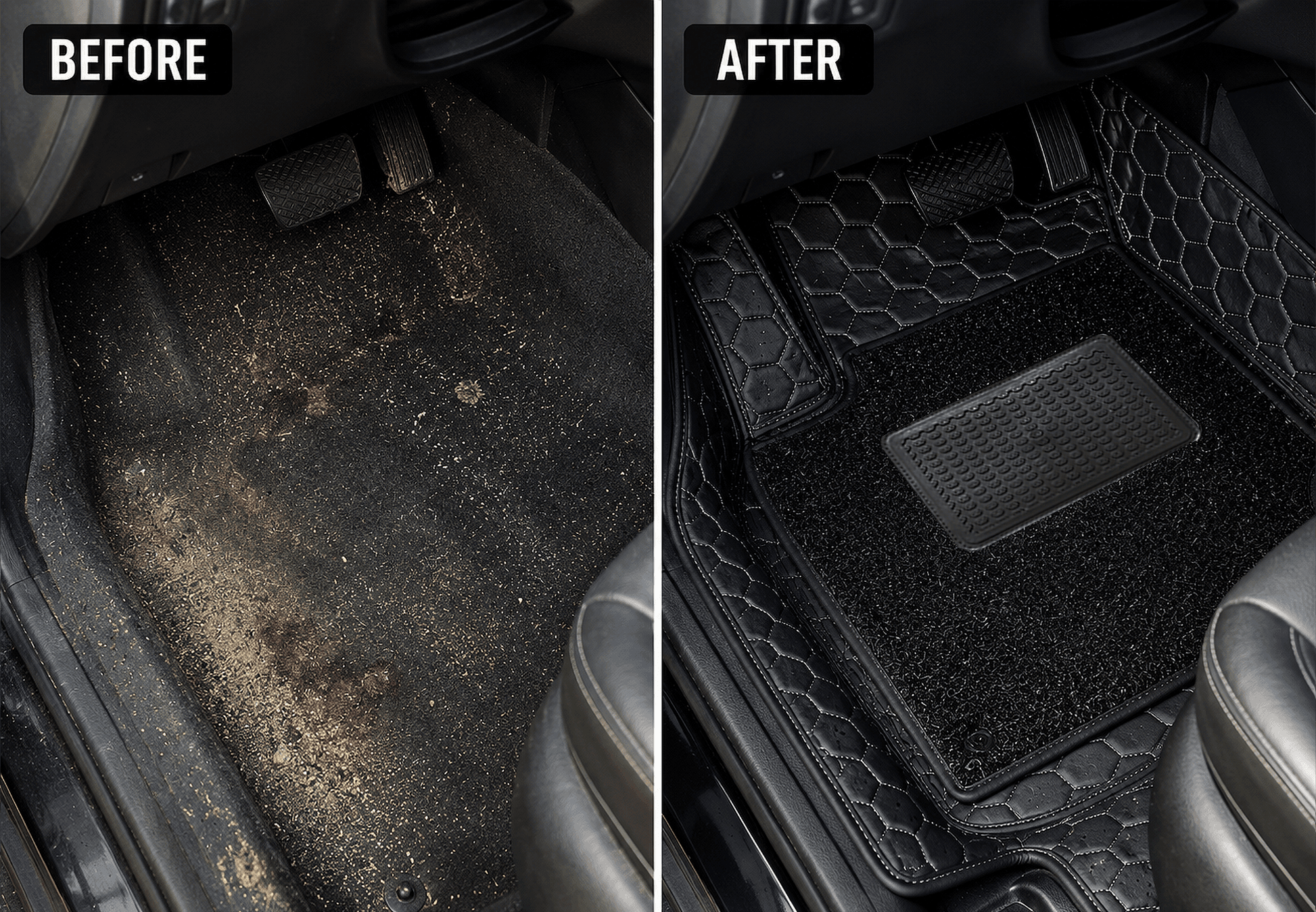 Hi-Way Premium 7D Car Mat For SsangYong Rexton || Black Silver 5