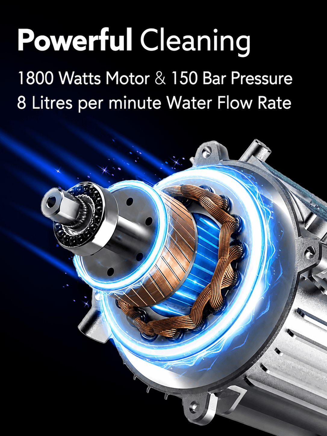 STARQ ST3 1800W Heavy Duty High Pressure Washer 150 Bar, 8L/Min Flow, Brass Coated Pump, Copper Motor Portable Car, Bike, Home, AC & Solar Cleaning Machine 5