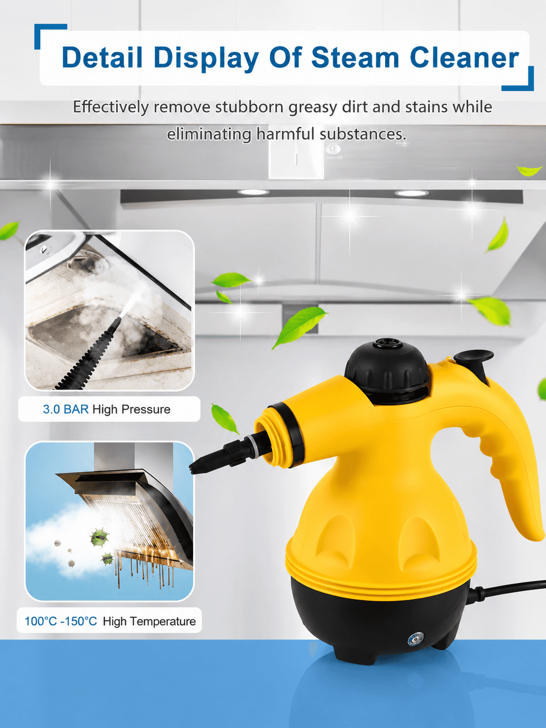 STARQ® - 9in1 Handheld Steam Cleaner for Home, Car & Furniture High Temperature Steam Cleaning Machine for Stubborn Stains On Kitchen, Bathroom, Car Floor, Curtains, Mattresses, and Kitchen Surfaces 2