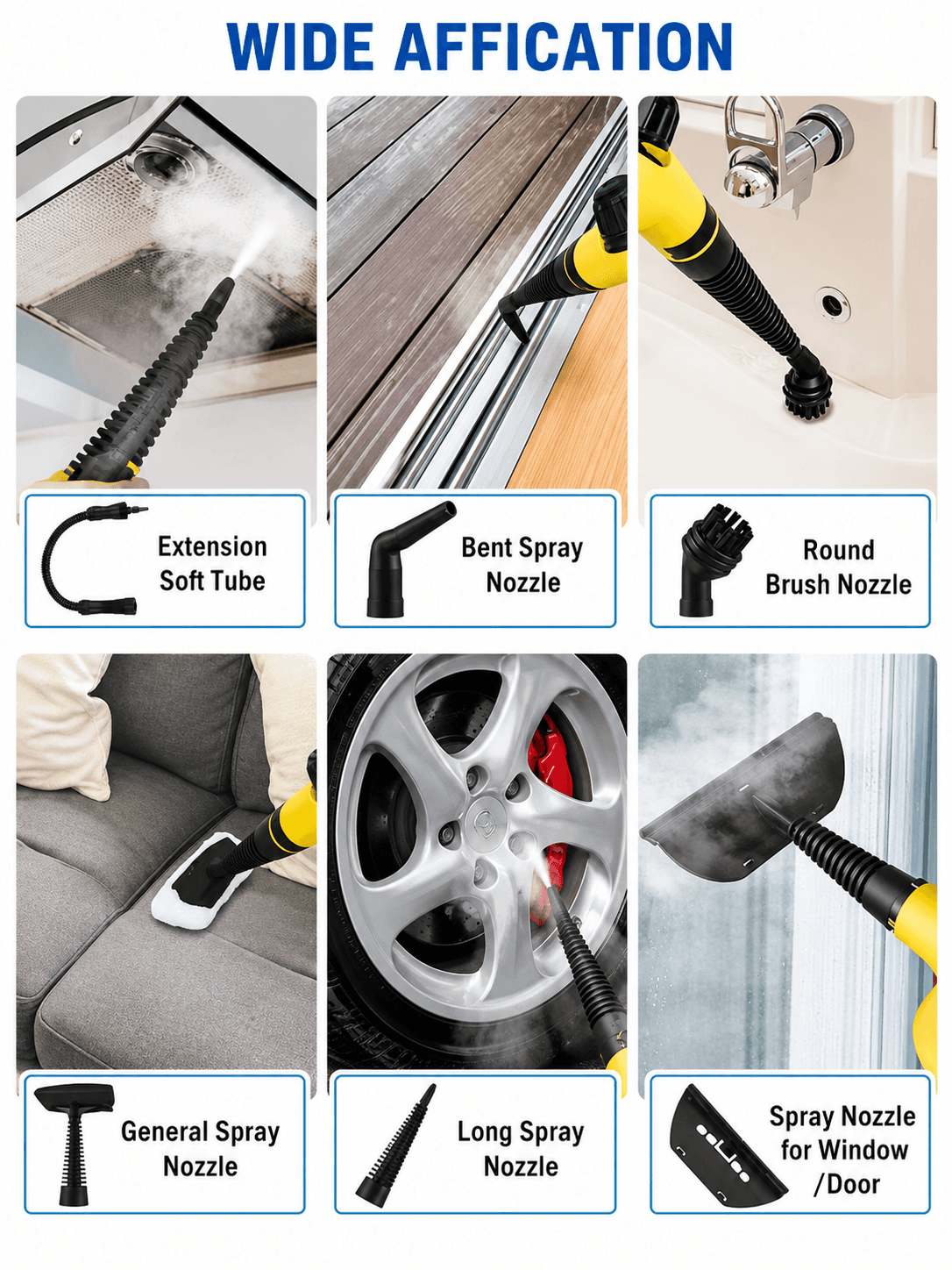 STARQ® - 9in1 Handheld Steam Cleaner for Home, Car & Furniture High Temperature Steam Cleaning Machine for Stubborn Stains On Kitchen, Bathroom, Car Floor, Curtains, Mattresses, and Kitchen Surfaces 5