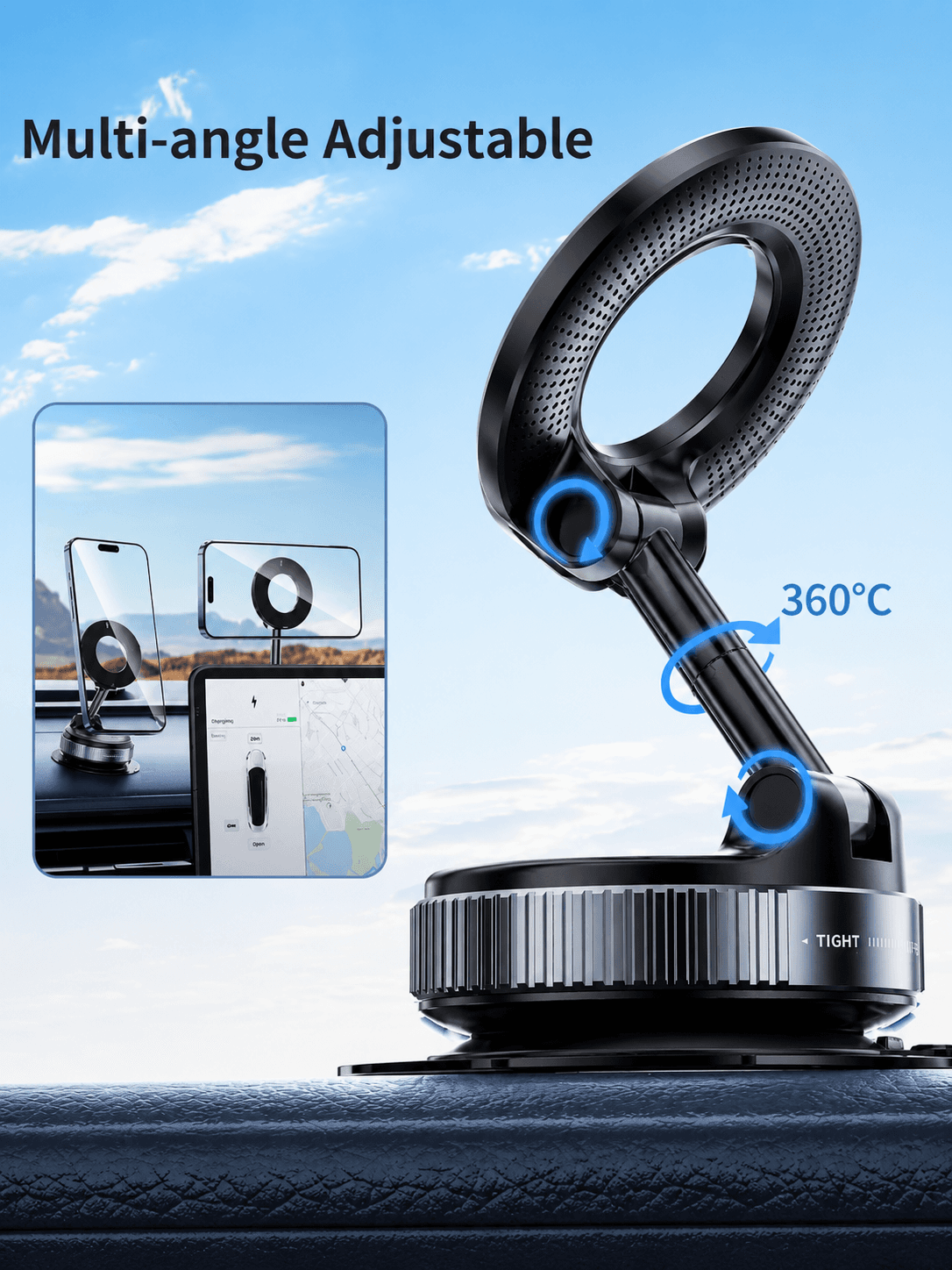 STARQ 360° Vaccum Magnetic Phones Holder, Magnetic Car Phone Mount, Hands-Free Suction Cup Phones Holder for Car/Gym/Mirror/Shower, Car Mount Compatible with All Mobile (Extended) 2