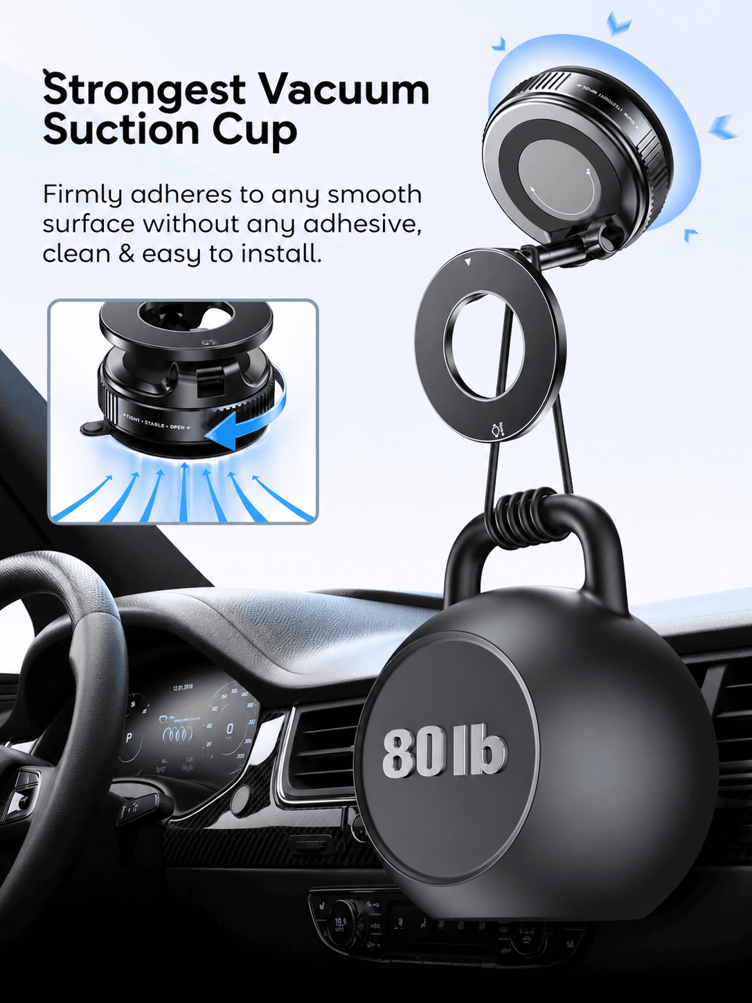 STARQ 360° Vaccum Magnetic Phones Holder, Magnetic Car Phone Mount, Hands-Free Suction Cup Phones Holder for Car/Gym/Mirror/Shower, Car Mount Compatible with All Mobile (Extended) 3