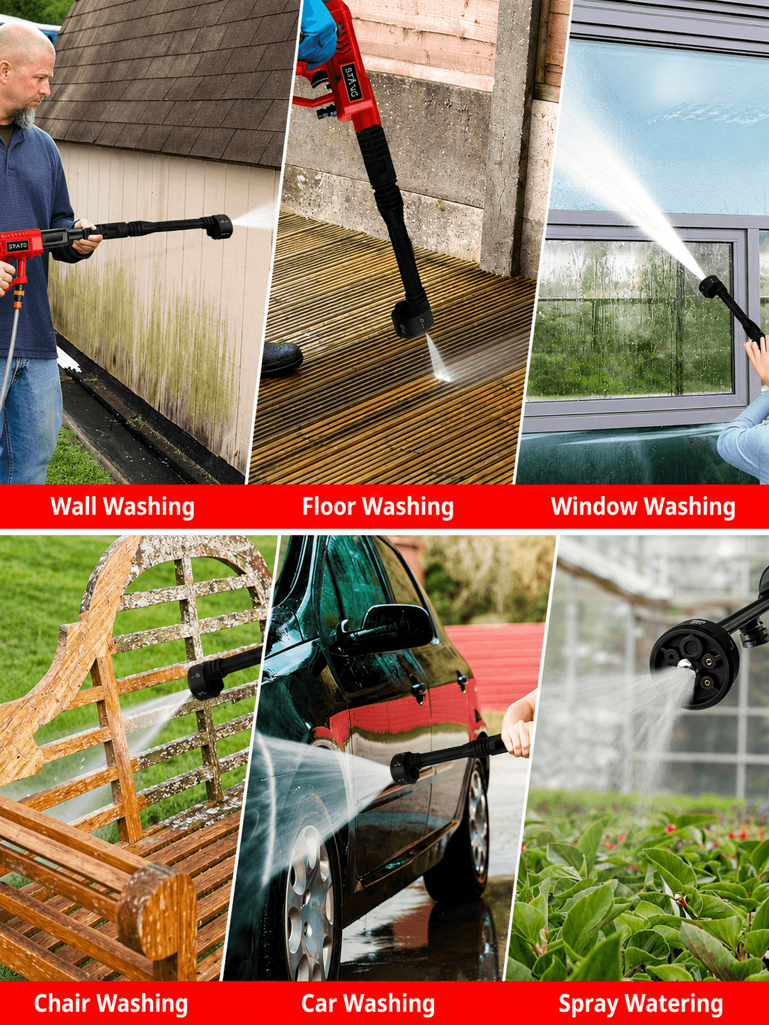 STARQ Turbowash Cordless Portable 48V Wireless Pressure Washer Gun - 12000mAh High Pressure Water Gun for Car and Bike Wash, Adjustable 6 in 1 Nozzle, 5M Hose Pipe, (Single Battery with Charger) 5