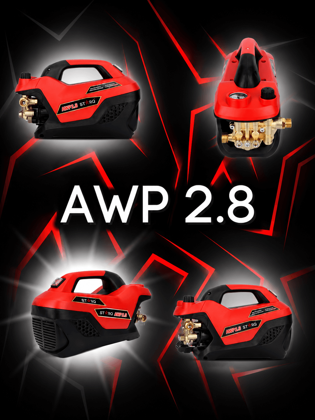 STARQ AWP 2.8 Super Combo High Pressure Car Washer | 2800W Motor, 350 Bar, 12L/Min Flow, 8M Hose Pipe | Professional 1L Foam Cannon Snow Lance (Red) with Pressure Control Knob 4