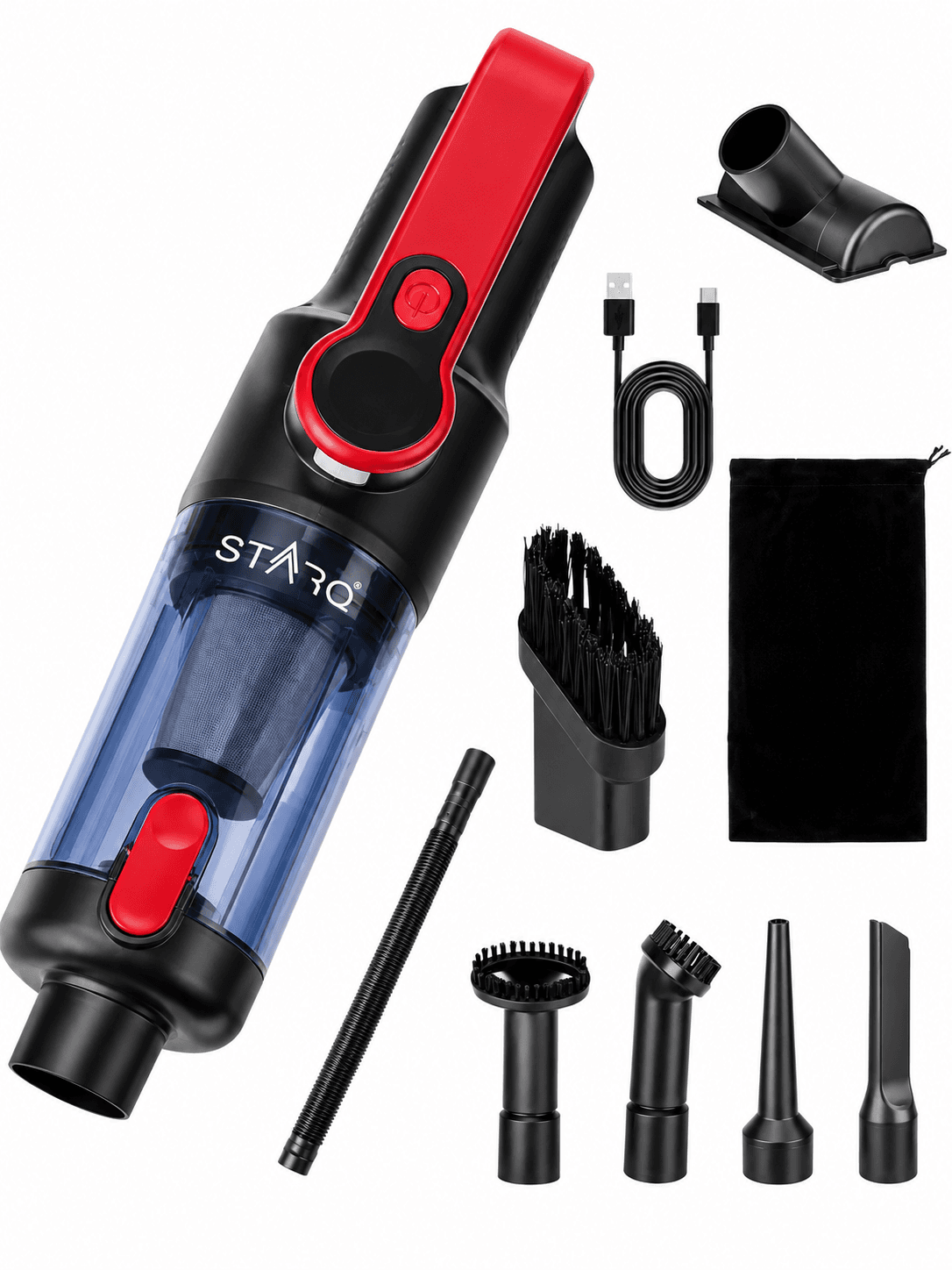 STARQ Tornado Wireless Vacuum Cleaner for Home and Car | High-Power 15000 Pa Suction with BLDC Motor | USB-C Rechargeable |2 Suction Modes | Portable & Stylish Design with LED Light 2