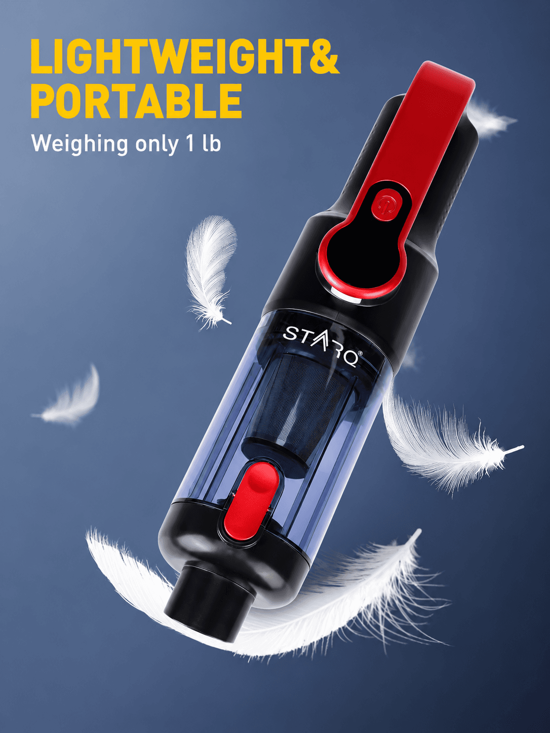 STARQ Tornado Wireless Vacuum Cleaner for Home and Car | High-Power 15000 Pa Suction with BLDC Motor | USB-C Rechargeable |2 Suction Modes | Portable & Stylish Design with LED Light 4