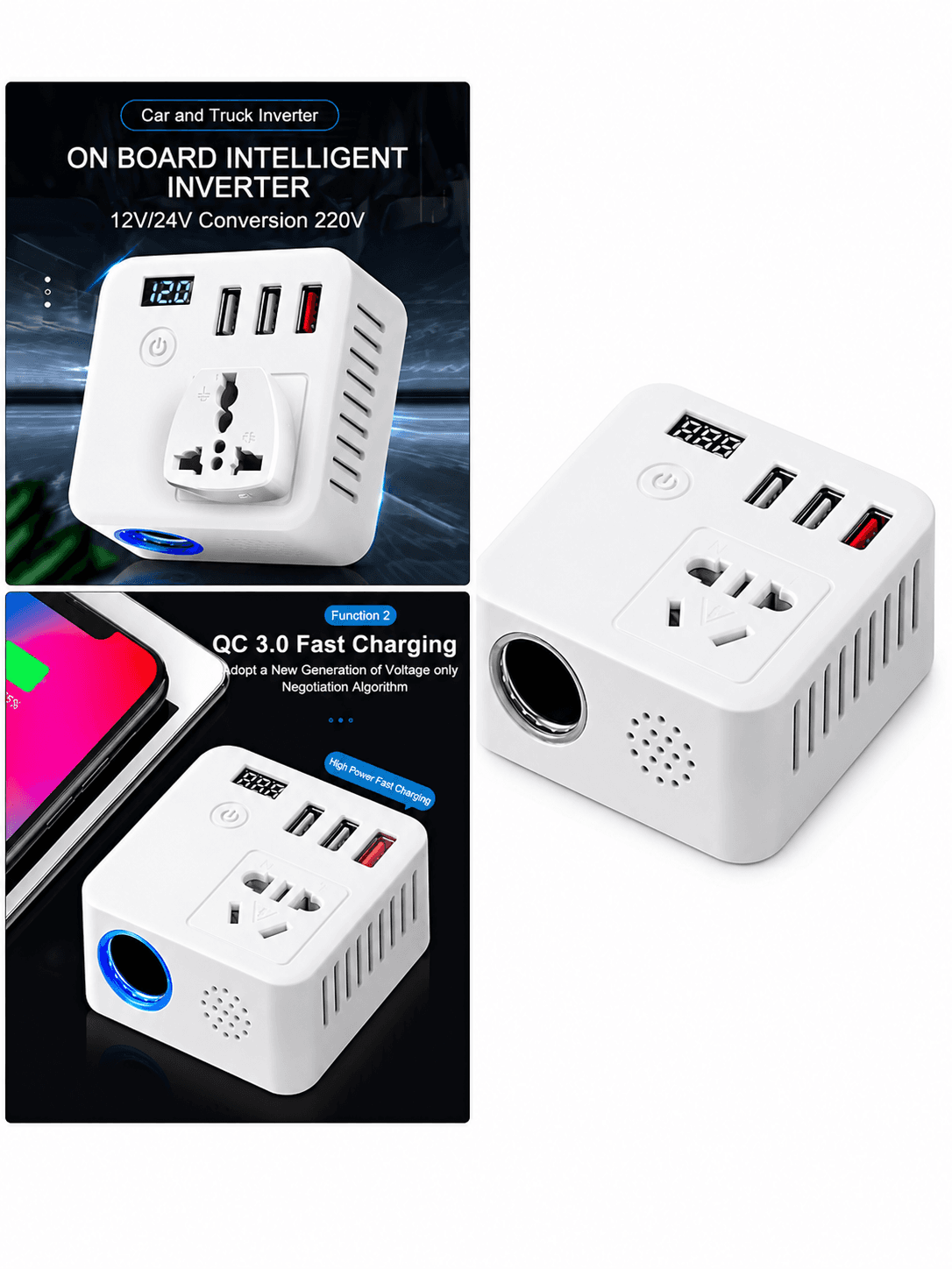 STARQ 12V AC to DC Converter 100-240V Car Cigarette Lighter Socket for Car Vacuum Cleaner Tire Inflator Car Air Purifier and Other Car Devices 72W Power Supply Adapter (6A) (White) 2