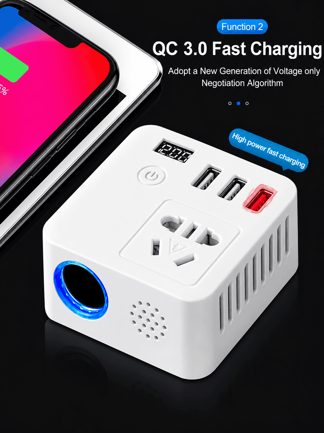 STARQ 12V AC to DC Converter 100-240V Car Cigarette Lighter Socket for Car Vacuum Cleaner Tire Inflator Car Air Purifier and Other Car Devices 72W Power Supply Adapter (6A) (White) 3