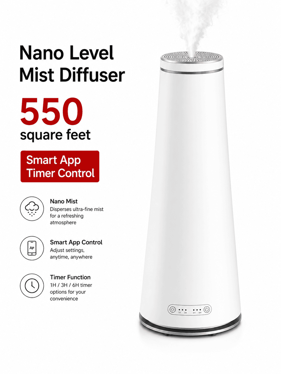STARQ Fuji Luxury Smart Air Scent Diffuser Waterless Aroma Machine Cold Atomization Ultra Quiet No Heat for Office Home Gym & Hotel Includes Complimentary 100ml Starter Pack Perfumes 5