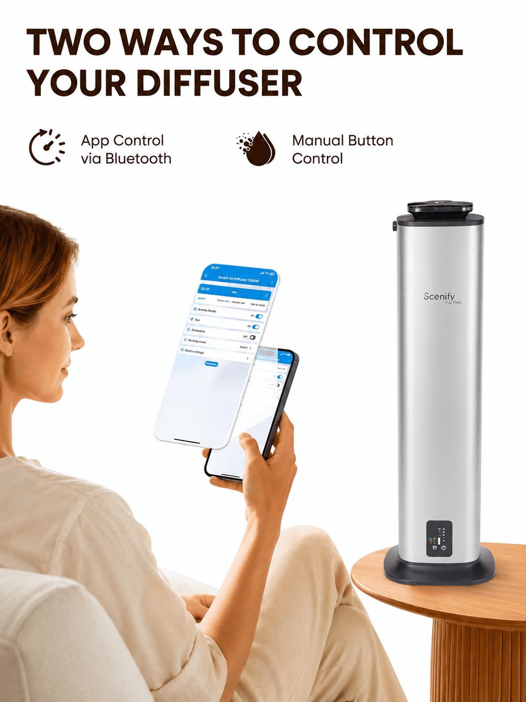 STARQ Lux Tower Luxury Smart Air Scent Diffuser Waterless Aroma Machine App Control Cold Atomization Ultra Quiet No Heat for Home & Office Includes Complimentary 300ml Starter Perfume 3