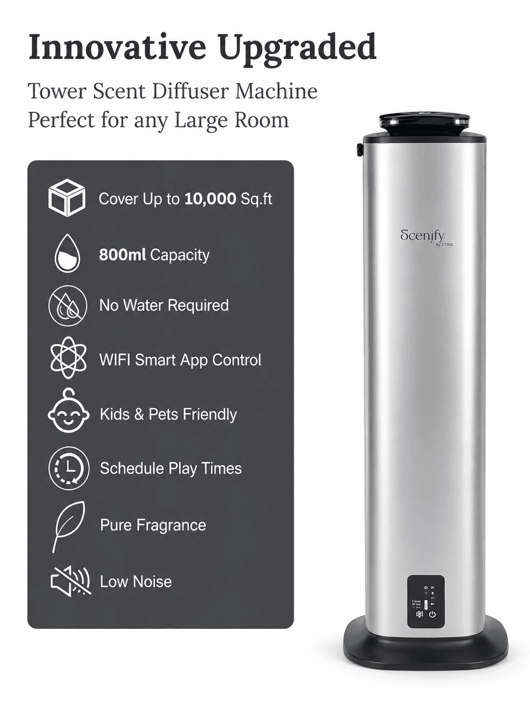 STARQ Lux Tower Luxury Smart Air Scent Diffuser Waterless Aroma Machine App Control Cold Atomization Ultra Quiet No Heat for Home & Office Includes Complimentary 300ml Starter Perfume 4