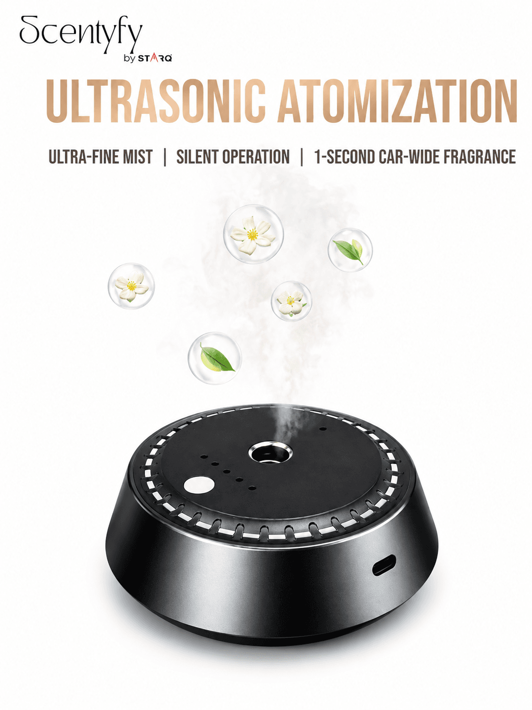 STARQ Smart Car Aroma Diffuser Rechargeable Air Freshener Mist Dispenser with Auto On/Off, 3 Speed Modes & Stylish Interior Decor (S6) 2
