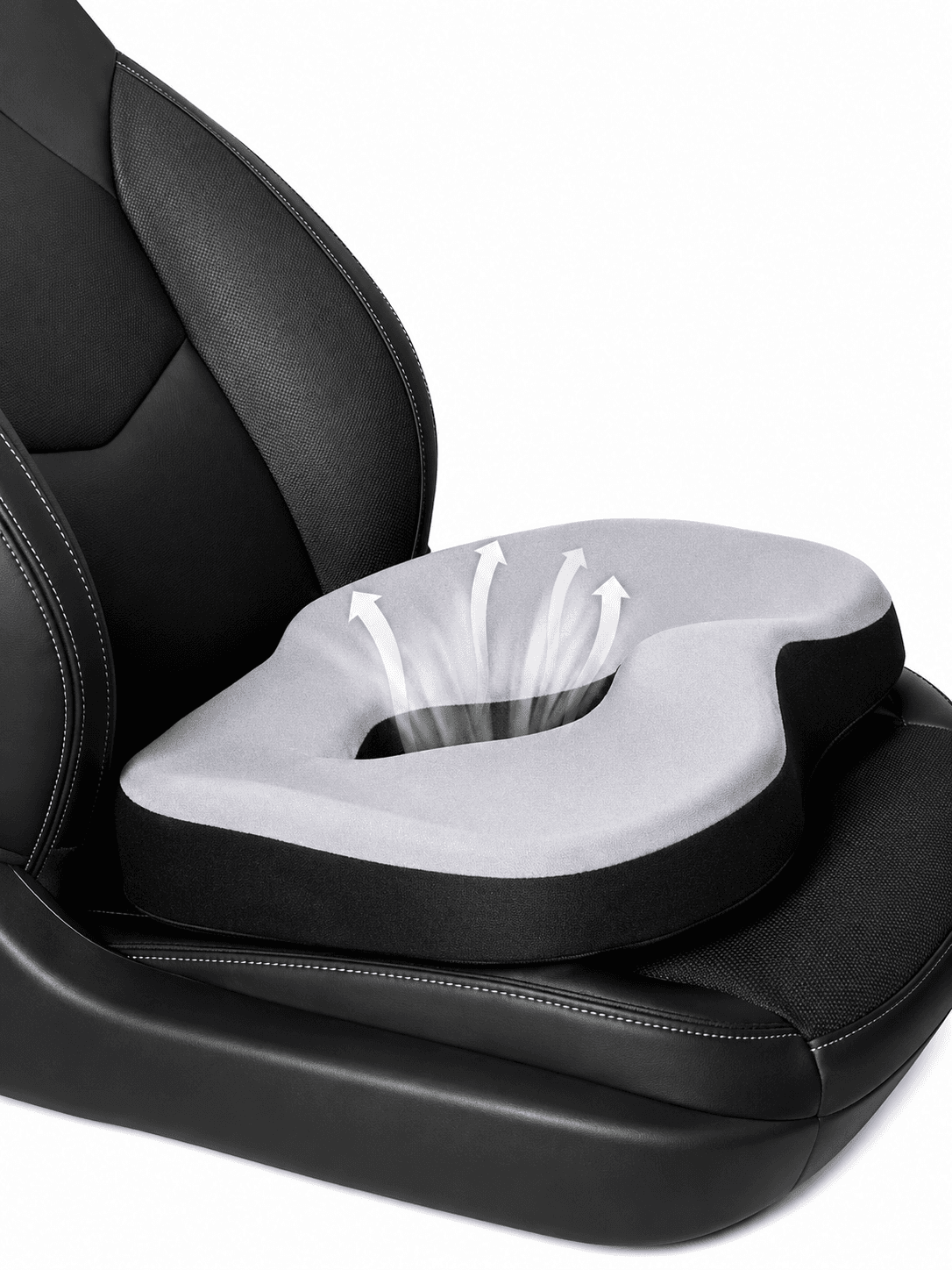STARQ Premium Car Seat Cushions Combo Seat Back Support, Neck Rest Pillow, Seat Cushion for Driving Seat Memory Foam, Cotton Cover Ergonomic Car Cushions Pillows (Black) 5