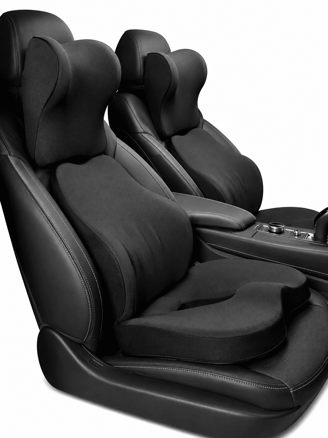 STARQ Premium Car Seat Cushions Combo Seat Back Support, Neck Rest Pillow, Seat Cushion for Driving Seat Memory Foam, Cotton Cover Ergonomic Car Cushions Pillows (Grey) 2