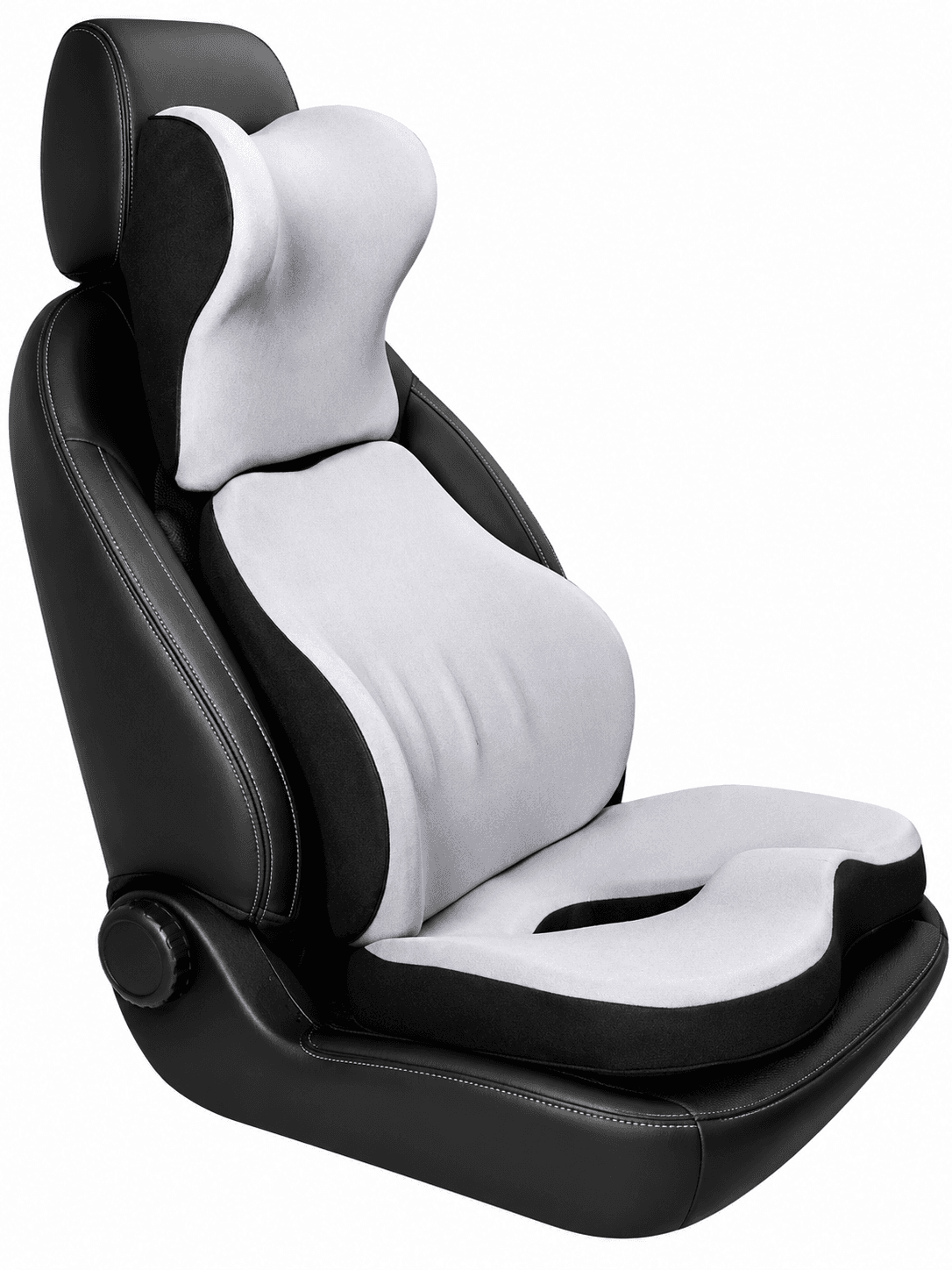 STARQ Premium Car Seat Cushions Combo Seat Back Support, Neck Rest Pillow, Seat Cushion for Driving Seat Memory Foam, Cotton Cover Ergonomic Car Cushions Pillows (Grey) 3