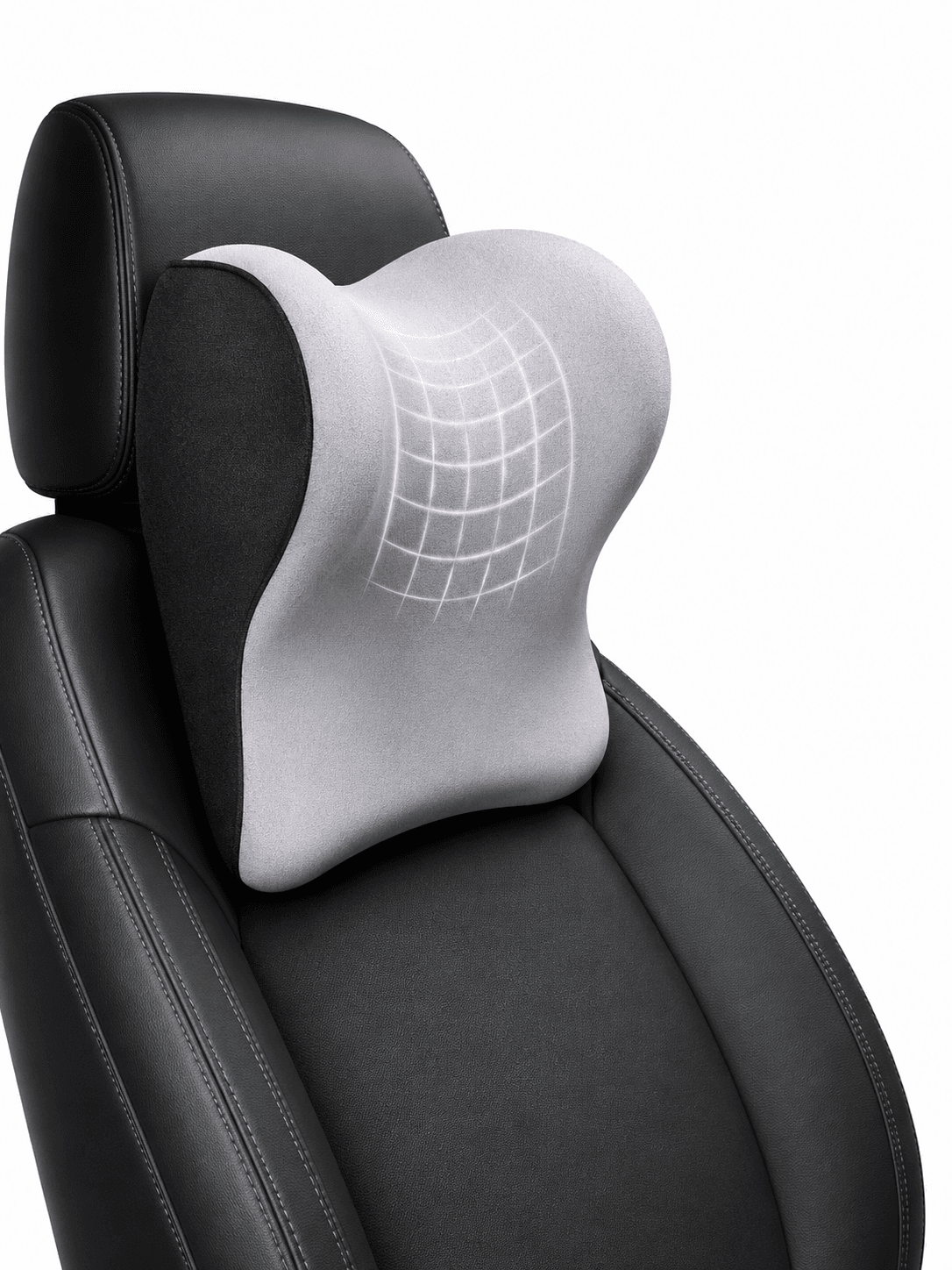 STARQ Premium Car Seat Cushions Combo Seat Back Support, Neck Rest Pillow, Seat Cushion for Driving Seat Memory Foam, Cotton Cover Ergonomic Car Cushions Pillows (Grey) 4