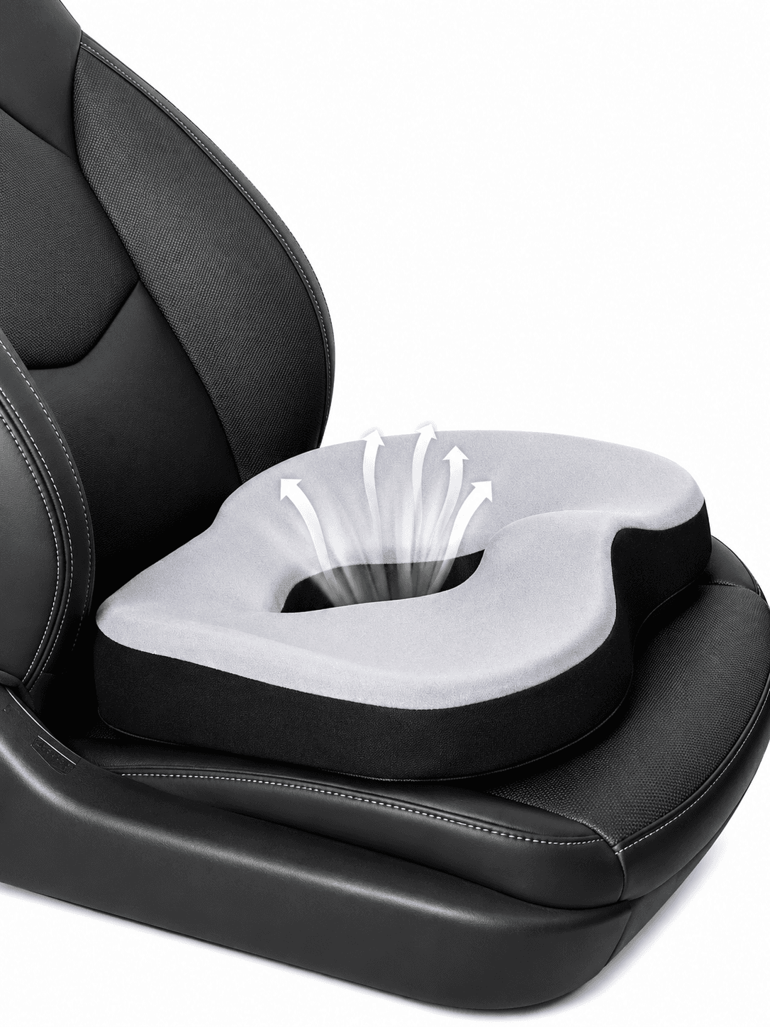 STARQ Premium Car Seat Cushions Combo Seat Back Support, Neck Rest Pillow, Seat Cushion for Driving Seat Memory Foam, Cotton Cover Ergonomic Car Cushions Pillows (Grey) 5