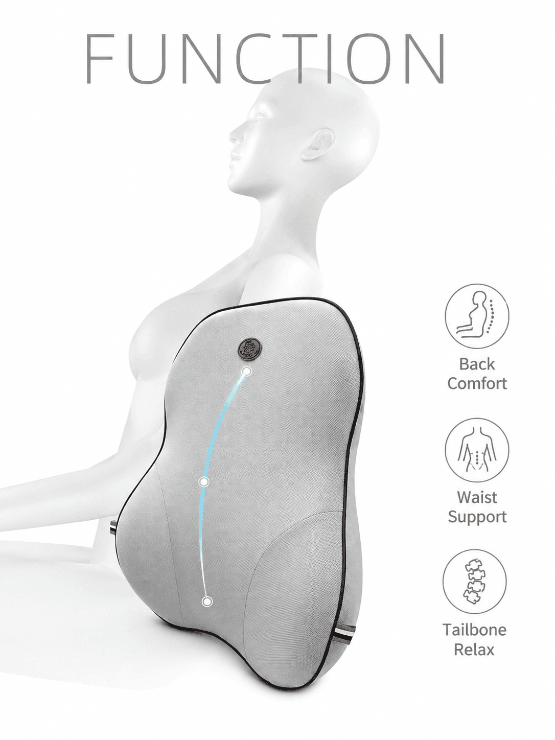 STARQ Premium Car Seat Cushions Combo | Seat Back Support, Neck Rest Pillow, Seat Cushion for Driving Seat | Memory Foam, Cotton Cover | Ergonomic Car Cushions Pillows (Premium-Black) 3