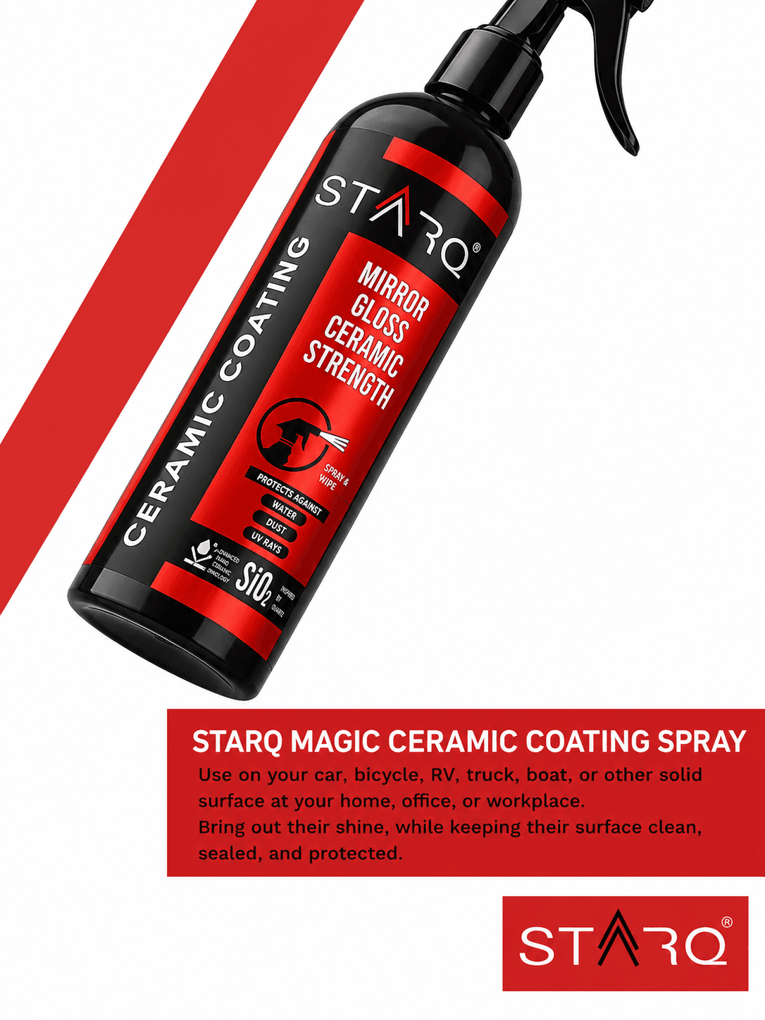 STARQ Ceramic Coating Spray 300ml – Extreme Hydrophobic Protection, High Gloss Finish, Advanced UV Protection, Easy DIY Ceramic Coating for Cars & Bikes 3