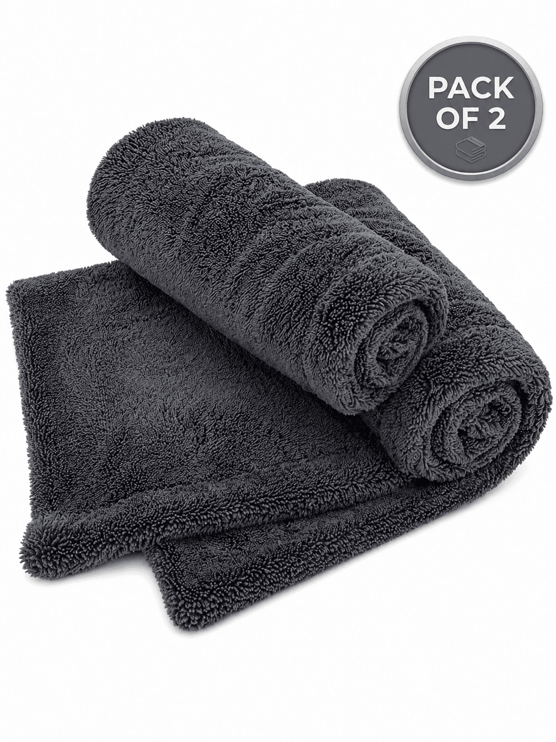 STARQ 1200 GSM Microfiber Car Cloth 40x60 cm Twisted Loop Super Absorbent Drying Towel Edgeless Lint-Free Scratch-Free Plush Cloth for Car Detailing Grey 2