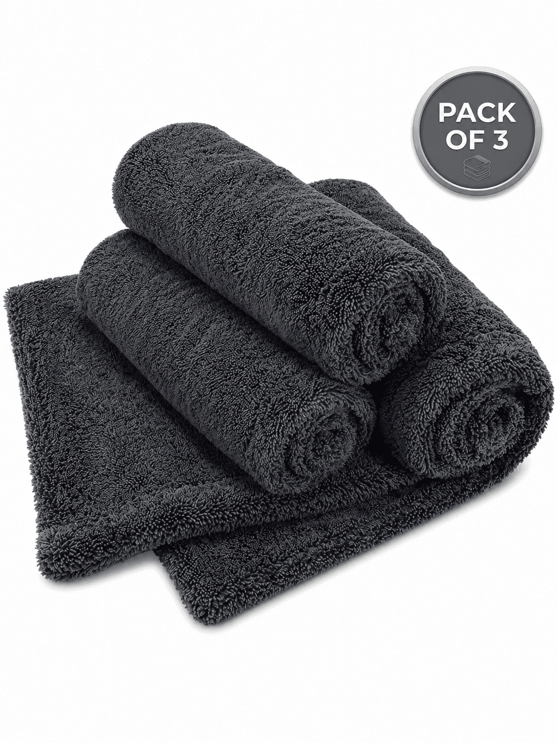STARQ 1200 GSM Microfiber Car Cloth 40x60 cm Twisted Loop Super Absorbent Drying Towel Edgeless Lint-Free Scratch-Free Plush Cloth for Car Detailing Grey 3