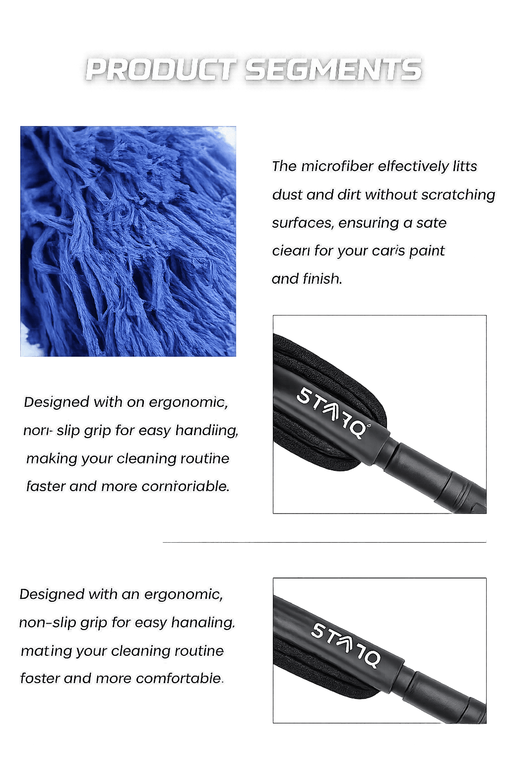Starq Dust Master Lint-Free Car Duster with Protective Cover, Scratch-Free Long Handle Cleaning Brush for Car Interior & Exterior, Dashboard, Glass, Seats & Body (Pack of 1) 2
