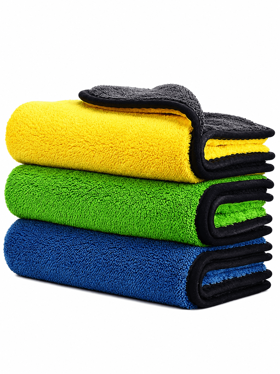 STARQ 600 GSM Heavy Microfiber Cloth for Car Cleaning & Detailing, Dual Sided Extra Thick Plush Microfiber Towel, Lint-Free Scratch-Free, 40x60 cm,Multicolor 3