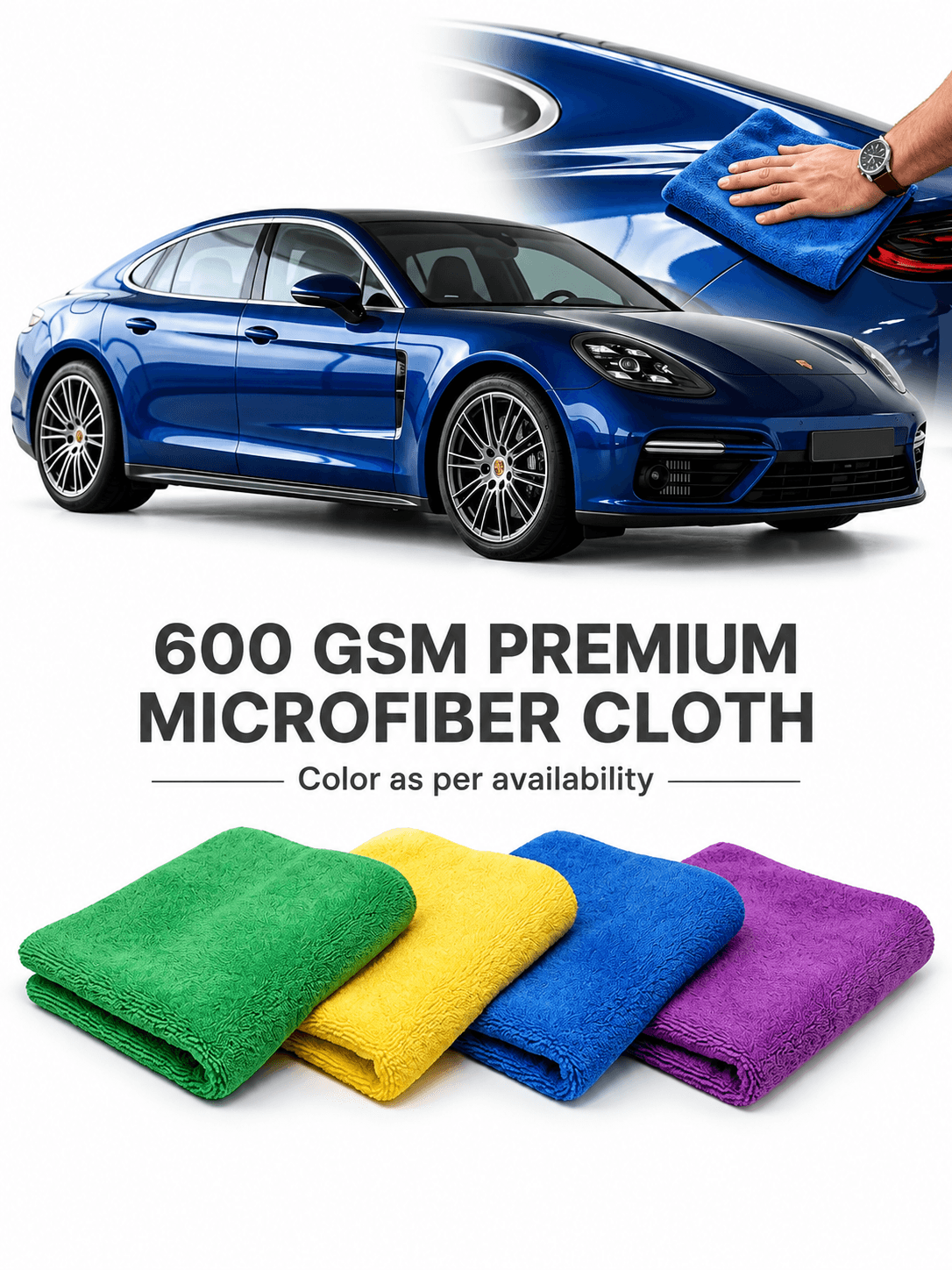 STARQ 600 GSM Heavy Microfiber Cloth for Car Cleaning & Detailing, Dual Sided Extra Thick Plush Microfiber Towel, Lint-Free Scratch-Free, 40x60 cm,Multicolor 4