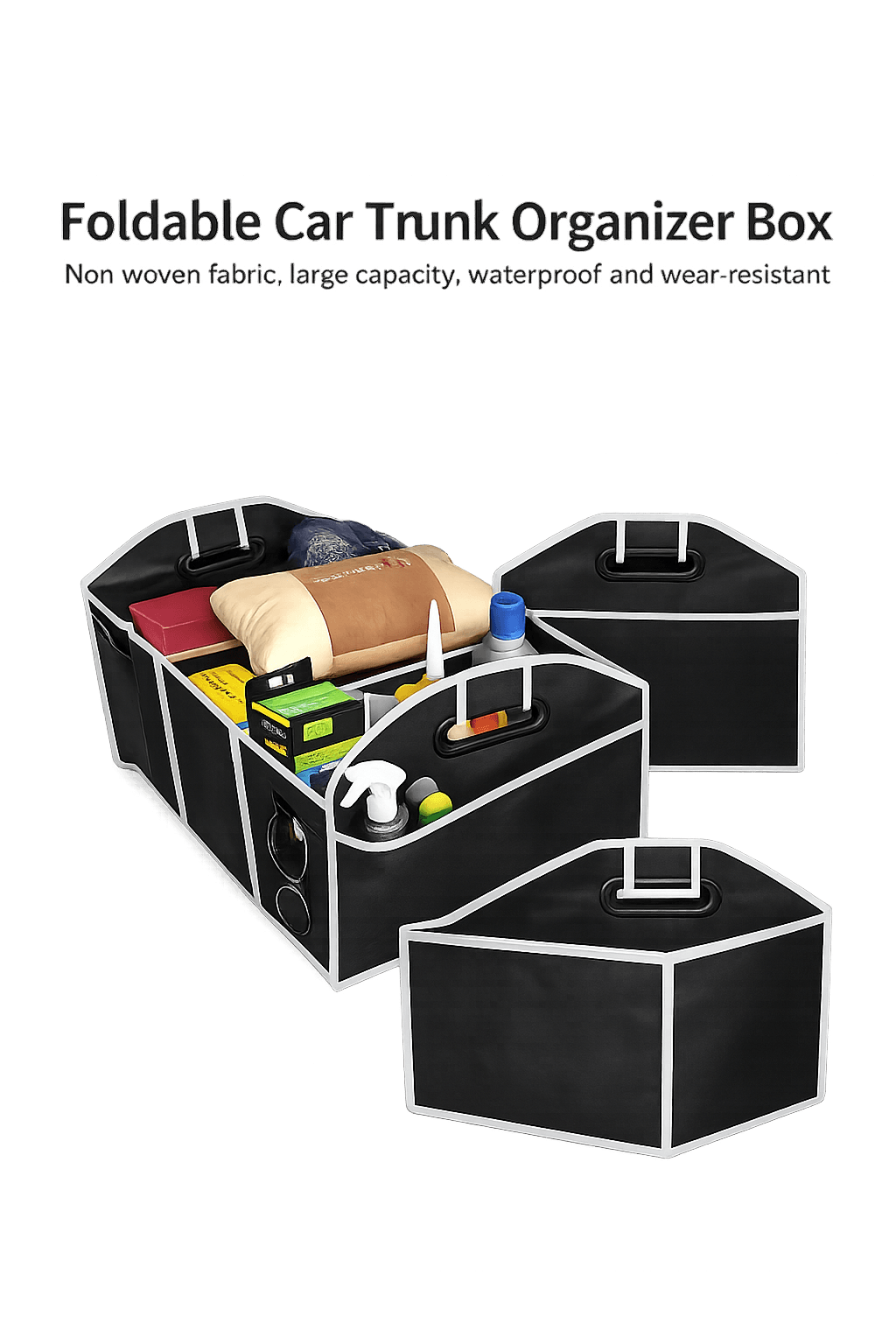 STARQ High Quality Polyester Folding Car Trunk Storage Boot Basket Storage Box Storage Boot Organizer 3