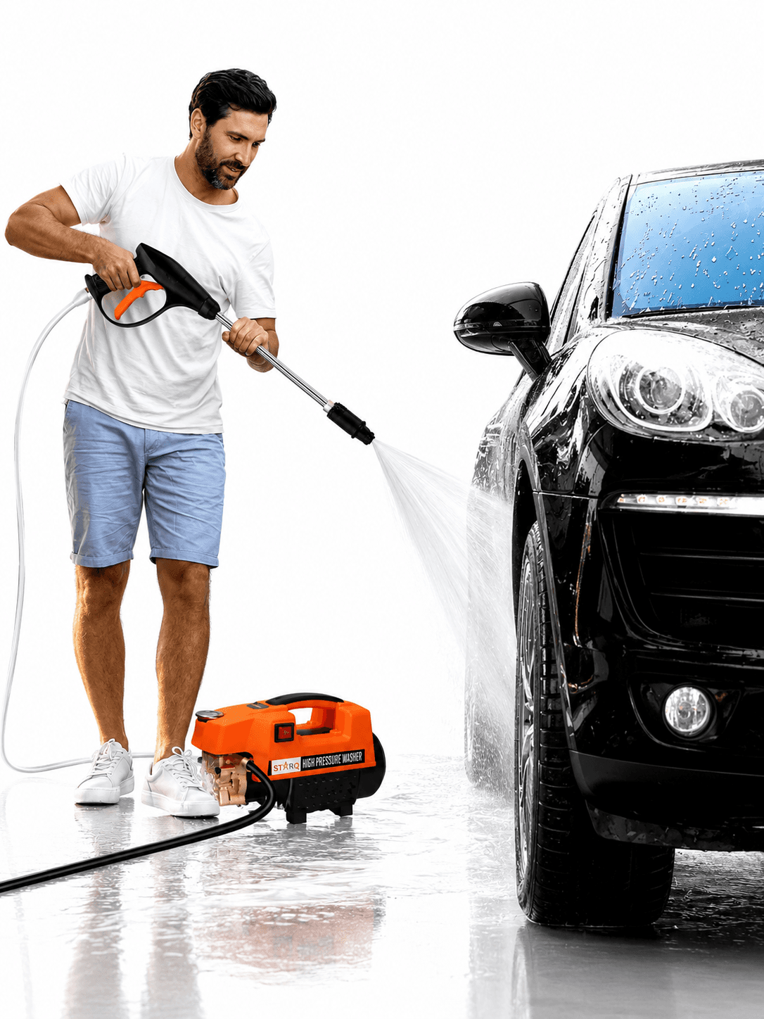 STARQ ST3 1800W Heavy Duty High Pressure Washer 150 Bar, 8L/Min Flow, Brass Coated Pump, Copper Motor Portable Car, Bike, Home, AC & Solar Cleaning Machine 2