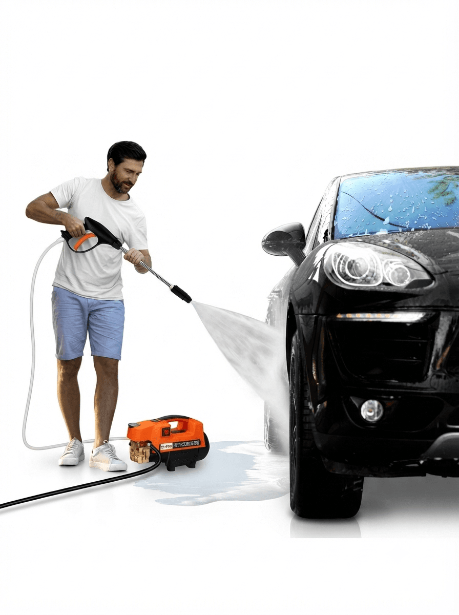 STARQ ST3 1800W Heavy Duty High Pressure Washer 150 Bar, 8L/Min Flow, Brass Coated Pump, Copper Motor Portable Car, Bike, Home, AC & Solar Cleaning Machine with Black Foam Canon (ST3 Combo) 2