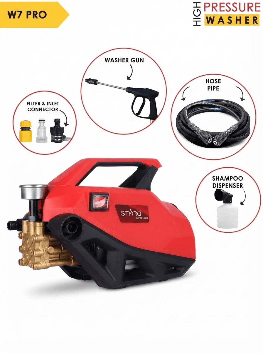 STARQ® W7 2700W | 270 Bar | Heavy Duty High Pressure Washer | Red (Standard) 3
