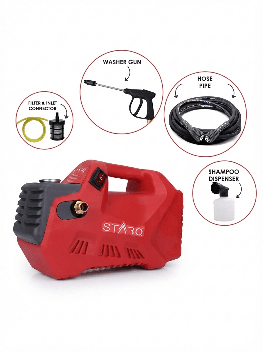 STARQ® W8 2800W | 280 Bar | Portable Heavy Duty High Pressure Washer/ Cleaner | Red 3