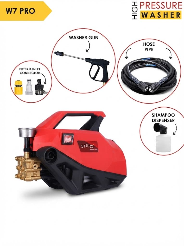 STARQ® W7 2700W | 270 Bar | Heavy Duty High Pressure Washer | Red (Pro) 2