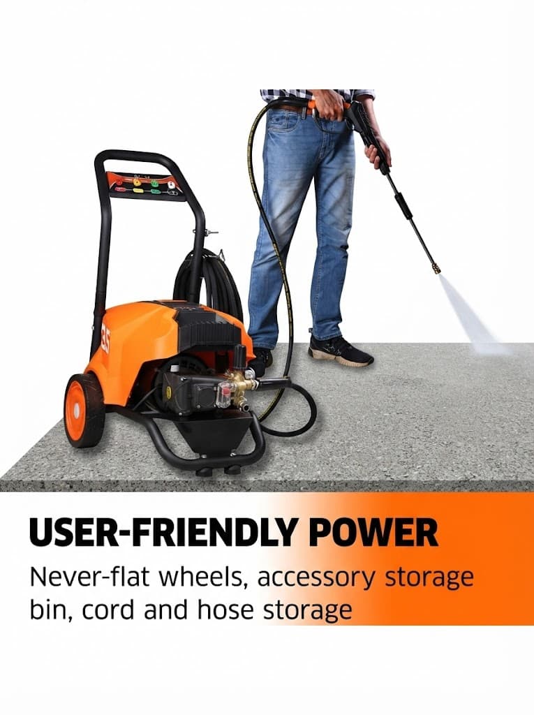 STARQ STPMDC 4.5 Commercial High Pressure Washer with PMDC Motor India’s 1st PMDC Pressure Washer 3300W 4.5HP 250 Bar 21 LPM 15m Hose for Car Bike Home & Truck Cleaning 4