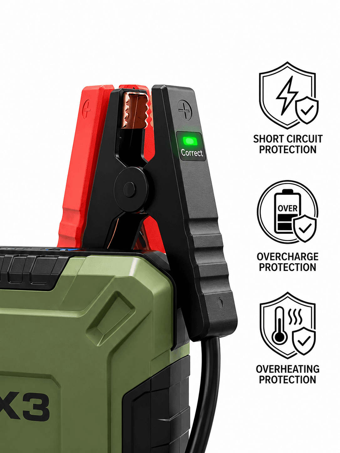 STARQ 7-in-1 Portable Jump Starter with Air Compressor, 15000mAh Battery, 2500A Peak Current, 150PSI Tyre Inflator, LED Emergency Light for Car, Bike & SUV 2