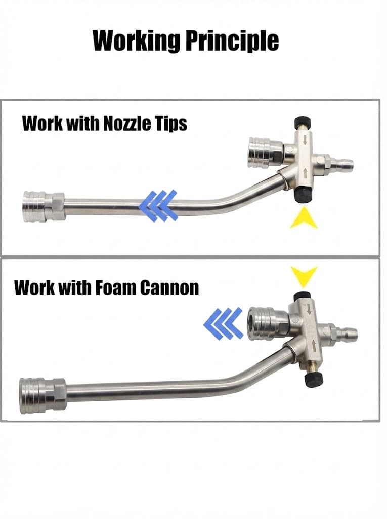 Starq Dual Lance Pressure Washer Wand For Foam Cannon, Stainless Steel With 1/4 Quick Male Connect - DV500 - Easy Switch Betweem Foam Lance and Nozzle - For Car, Bike Floor, Roof Cleaning 3