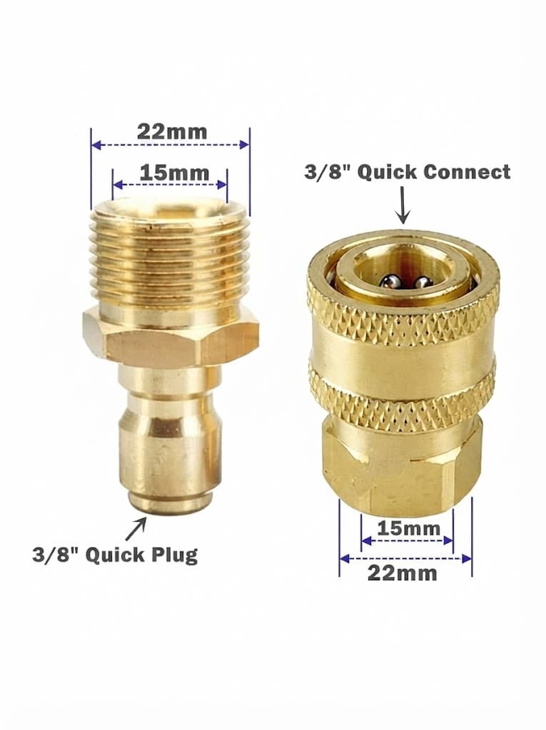 STARQ 2 QD SETS Quick Connect Adapter Fittings for Pressure Washer Hose Pipe M22 x 15 (Set of 2 Male and 2 Female) 5