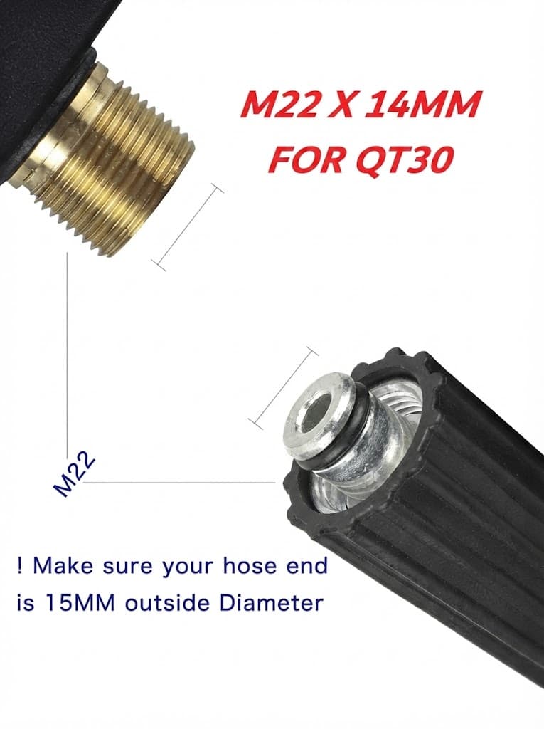 STARQ (10 Meter) Heavy Duty Black Molded Pipe Compatible With QT30 Only M22x14mm Hydraulic steel braided Hose pipe R1 2