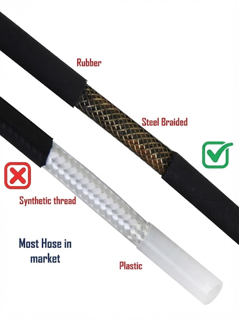 STARQ (10 Meter) Heavy Duty Black Molded Pipe Compatible With QT30 Only M22x14mm Hydraulic steel braided Hose pipe R1 3