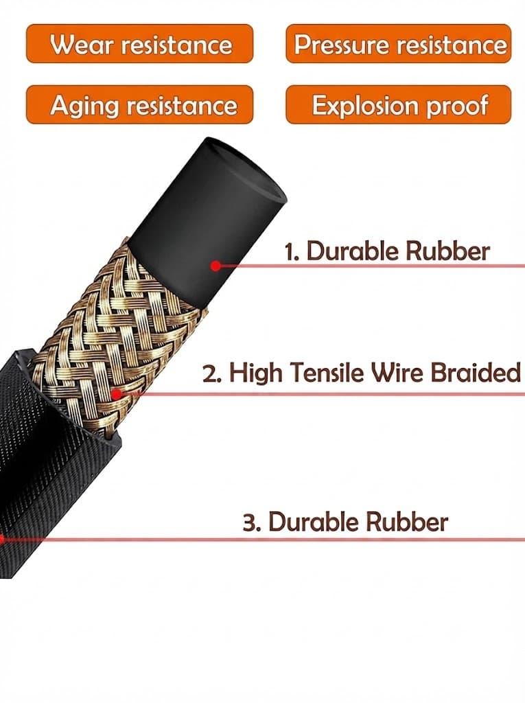 STARQ (10 Meter) Heavy Duty Black Molded Pipe Compatible With QT30 Only M22x14mm Hydraulic steel braided Hose pipe R1 4