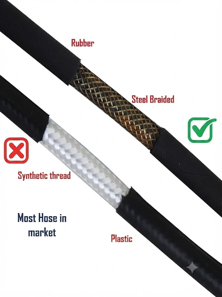 STARQ (15 Meter) Heavy Duty Black Molded Pipe Compatible With QT30 Only M22x14mm Hydraulic steel braided Hose pipe R1 3