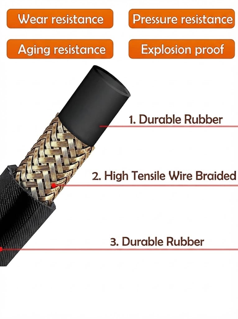 STARQ (15 Meter) Heavy Duty Black Molded Pipe Compatible With QT30 Only M22x14mm Hydraulic steel braided Hose pipe R1 4