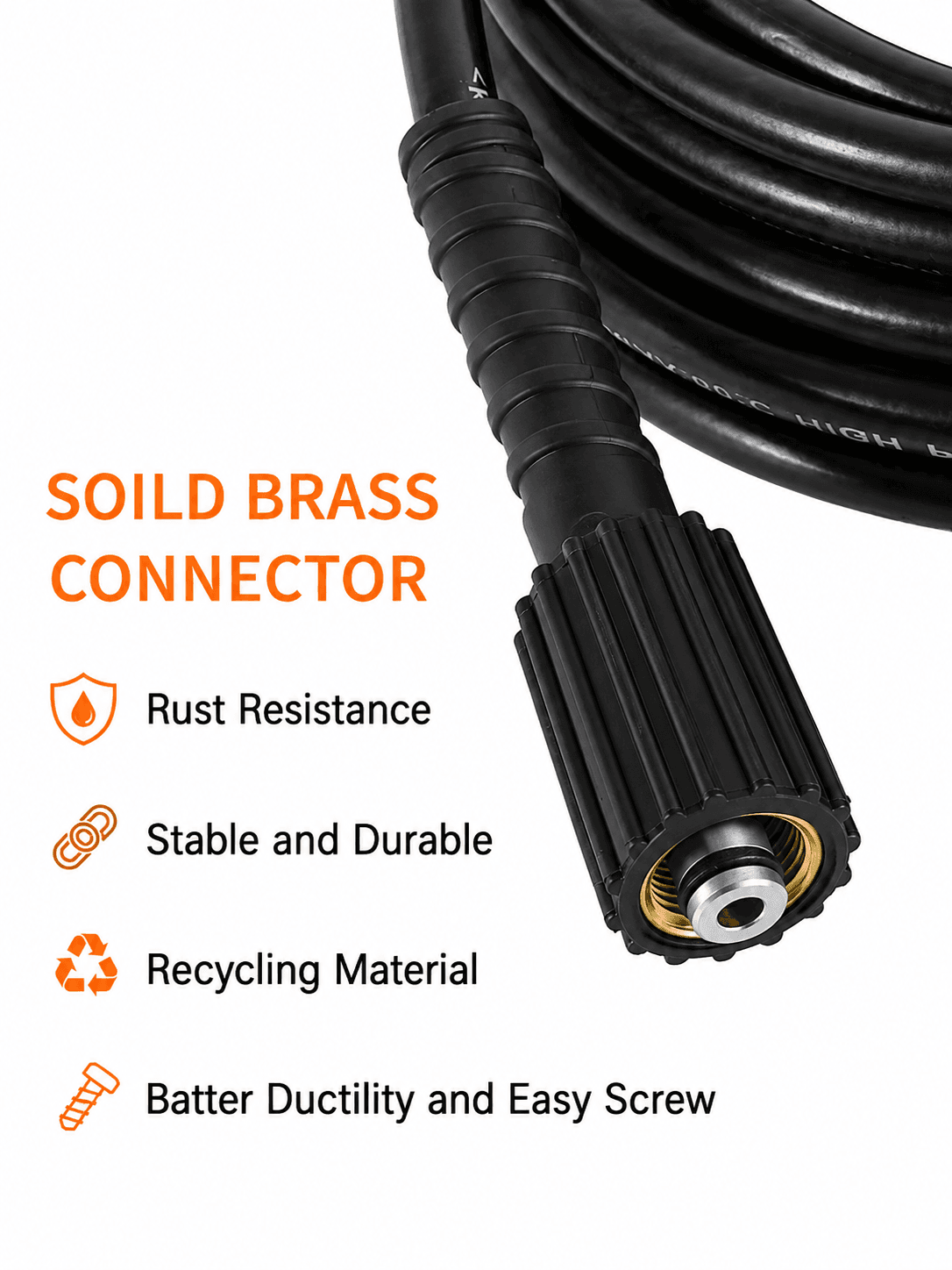 Starq 8 Meter Heavy Duty Hydraulic Hose Pipe for Pressure Washers - Steel Braided Rubber Industrial Grade I Durable I Pressure Resistant I M22 x 15 Thread 5