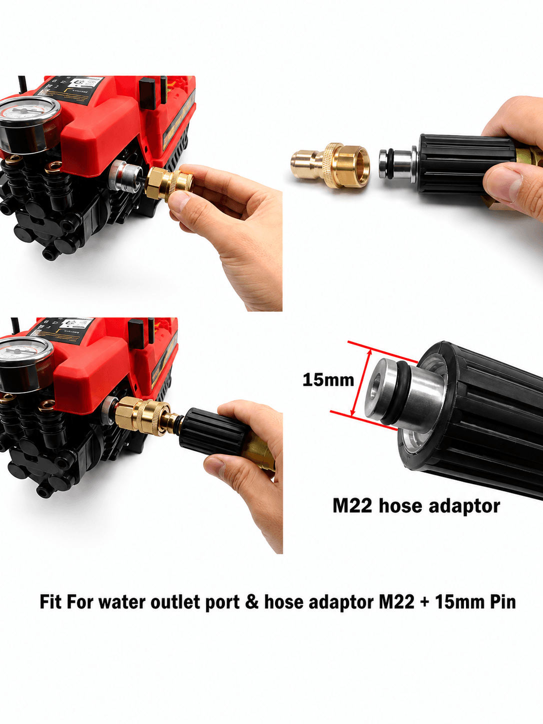 STARQ 2 QD SETS Quick Connect Adapter Fittings for Pressure Washer Hose Pipe M22 x 14 (Set of 2 Male and 2 Female) SUITABLE FOR QT30 MACHINE ONLY 5