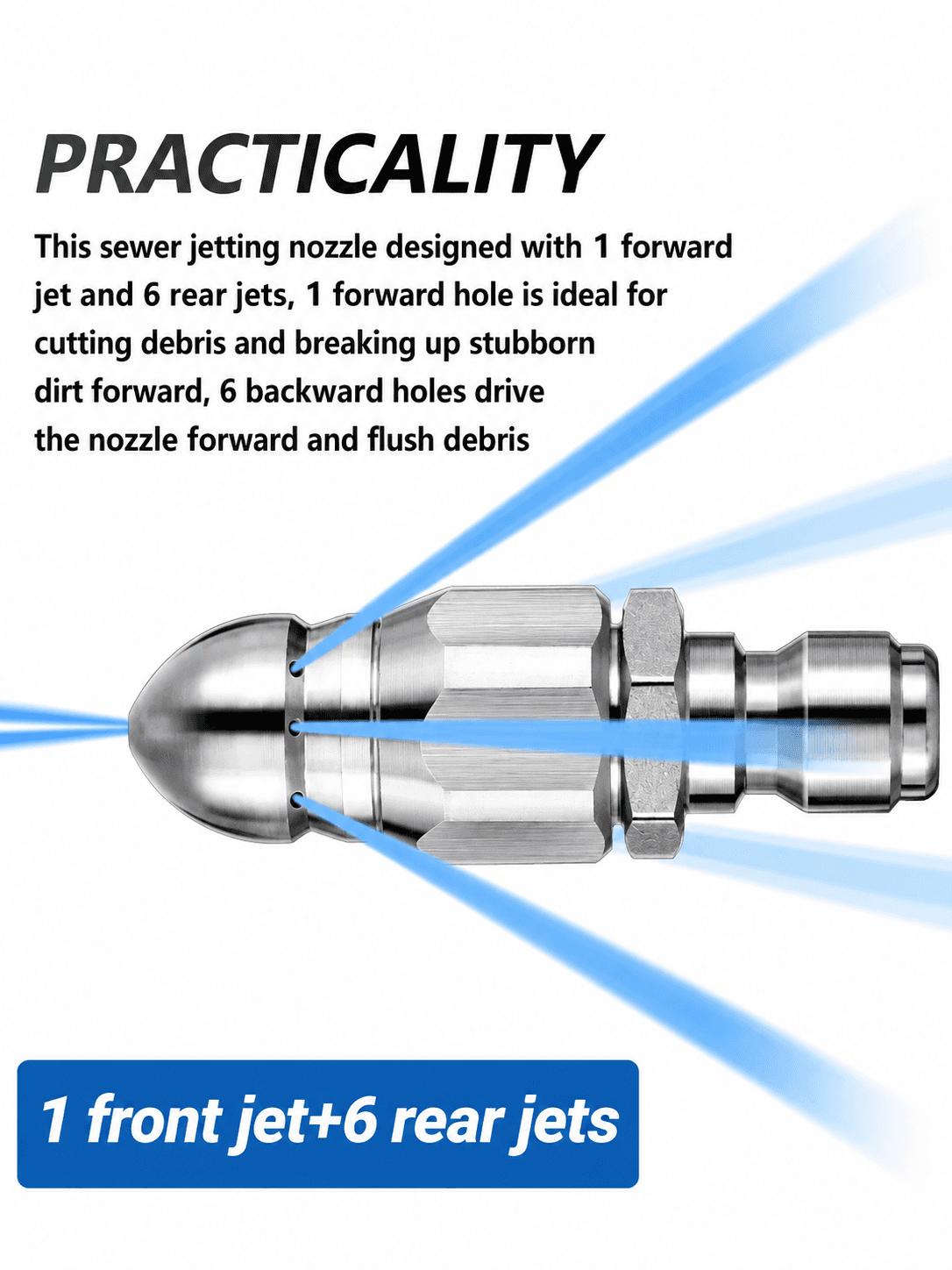 STARQ Quick Connector Rotary Gutter/Sewer/Drain Cleaning Nozzle Attachment For High Pressure Washer ( M22x3/8) 3