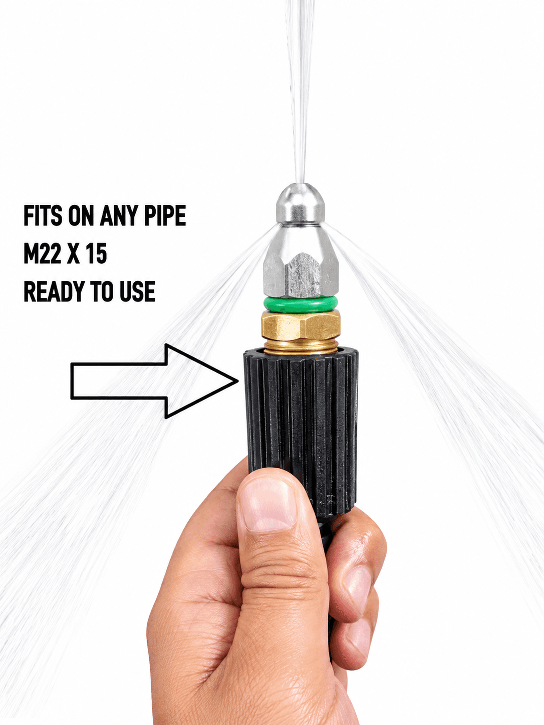 STARQ Quick Connector Rotary Gutter/Sewer/Drain Cleaning Nozzle Attachment For High Pressure Washer ( M22x3/8) 4